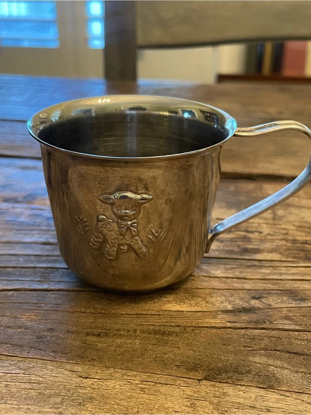 Vintage Princess House Silverplate Baby Cup with Embossed Lamb